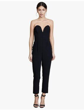 Amanda Uprichard Cherri Strapless Jumpsuit M Black